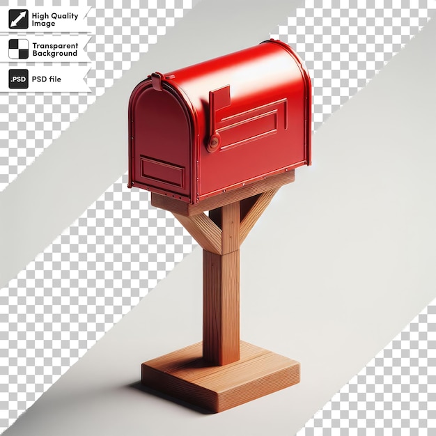 PSD psd red post box with mail on transparent background with editable mask layer