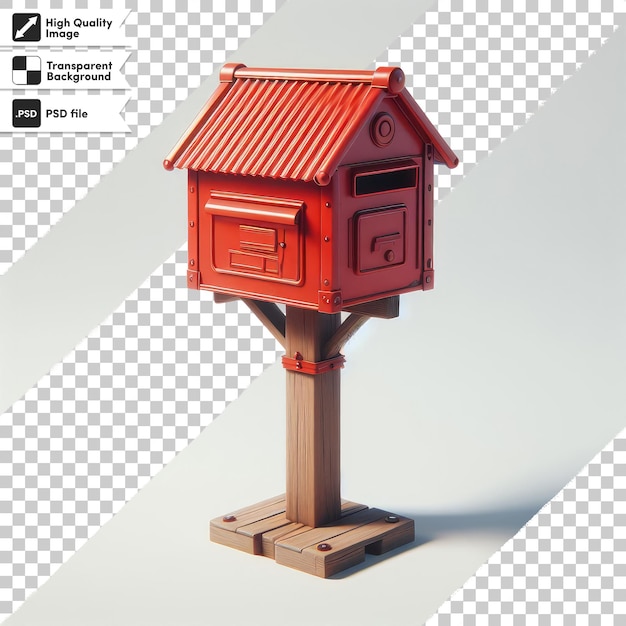 psd red post box with mail on transparent background with editable mask layer