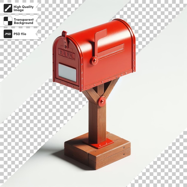 Psd red post box with mail on transparent background with editable mask layer