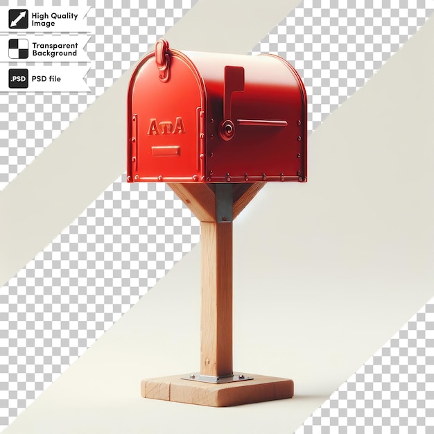PSD psd red post box with mail on transparent background with editable mask layer