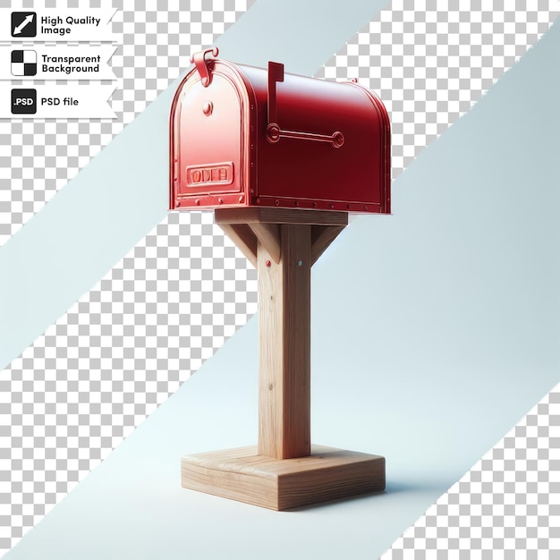 PSD psd red post box with mail on transparent background with editable mask layer