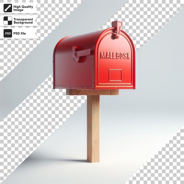 Casella postale rossa psd con posta su sfondo trasparente con livello di maschera modificabile