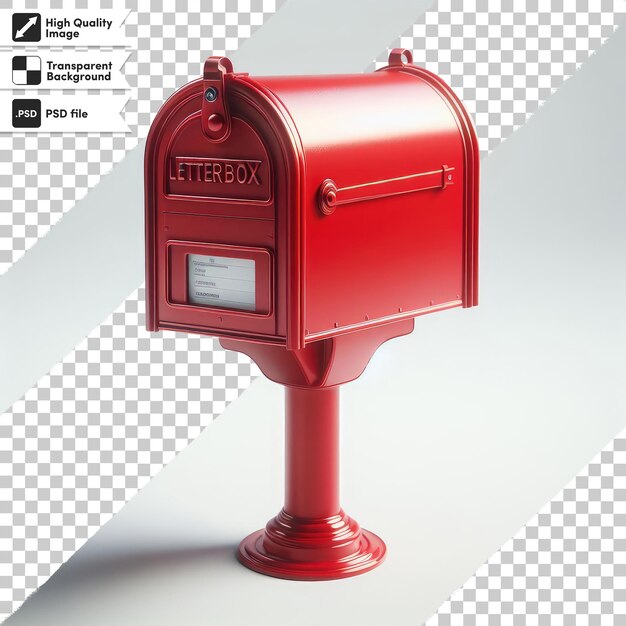 Psd red post box with mail on transparent background with editable mask layer