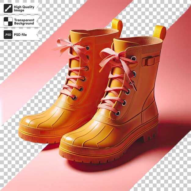 Psd red rubber boots on transparent background