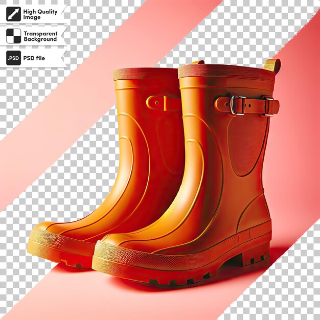 PSD psd red rubber boots on transparent background