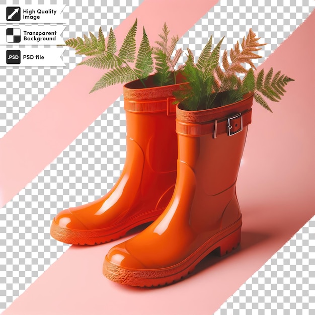 PSD psd red rubber boots on transparent background