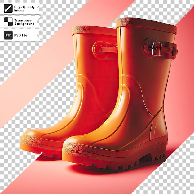 PSD psd red rubber boots on transparent background