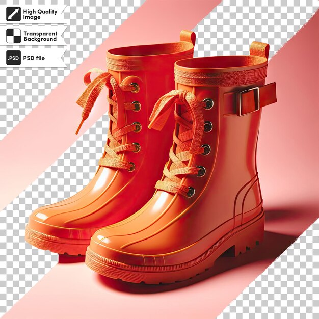 PSD psd red rubber boots on transparent background