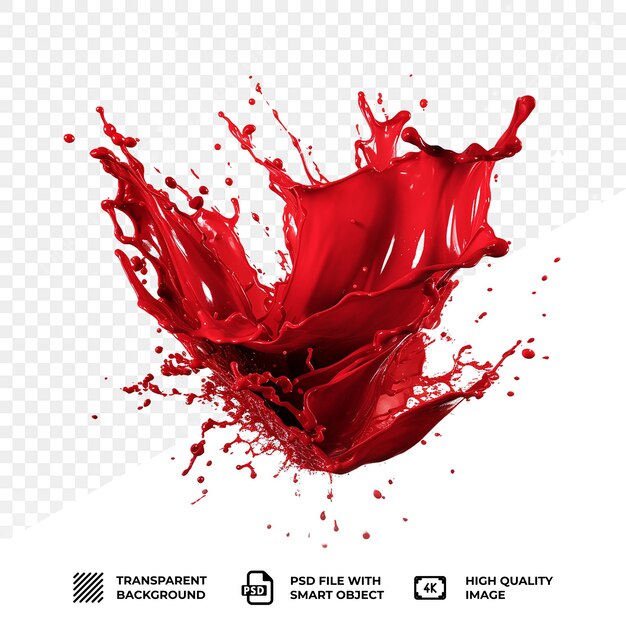 PSD psd red splash of water isolated on transparent background