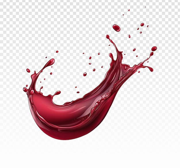 psd red and white wine splash in glass isolated on png transparent background realistic 3d vector