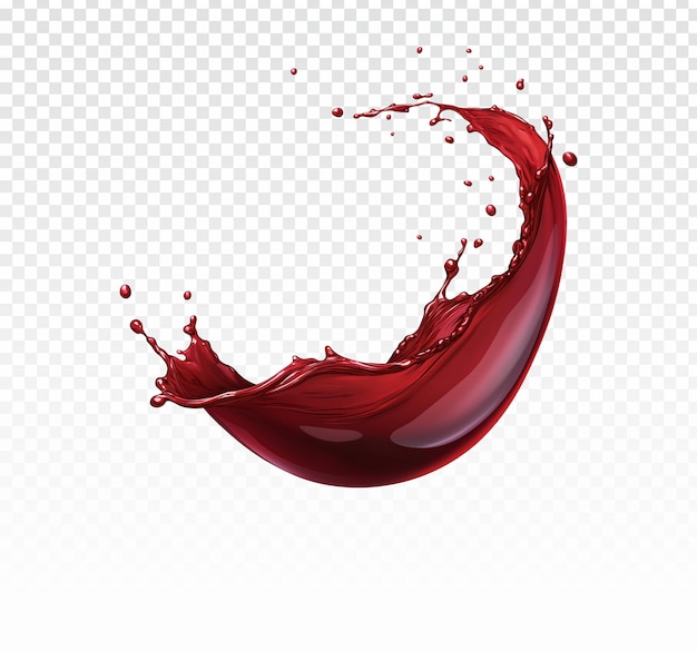 psd red and white wine splash in glass isolated on png transparent background realistic 3d vector