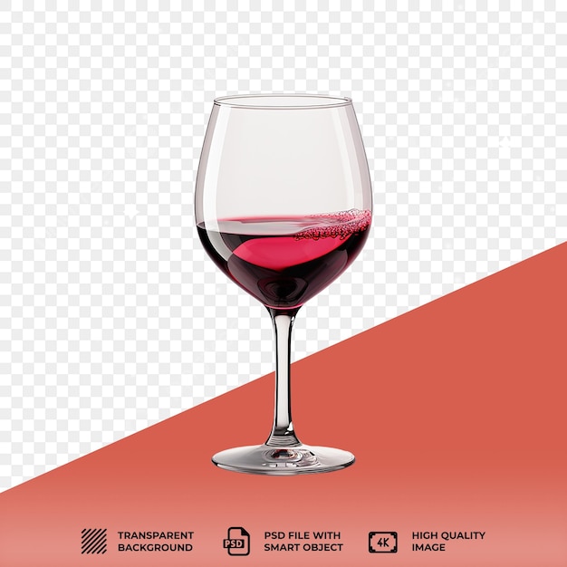 Vaso di vino rosso psd isolato su sfondo trasparente