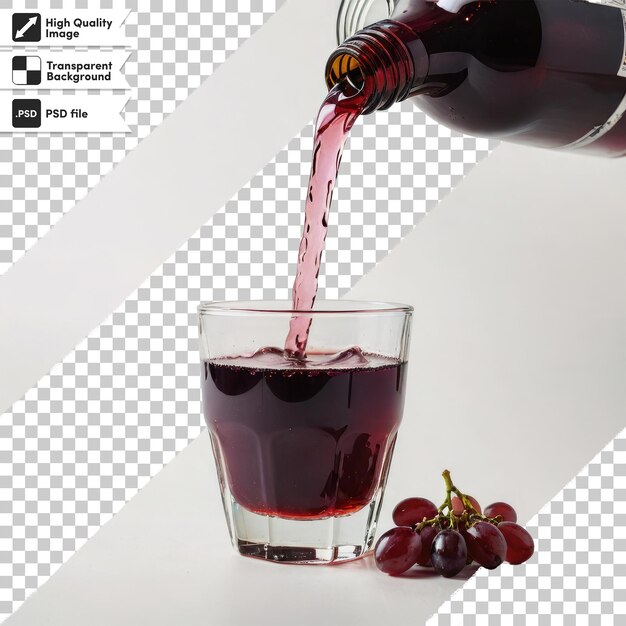 PSD psd red wine pouring into glass with grapes on transparent background with editable mask layer