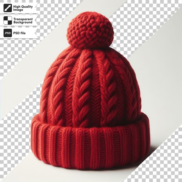 PSD psd red wool cap on transparent background