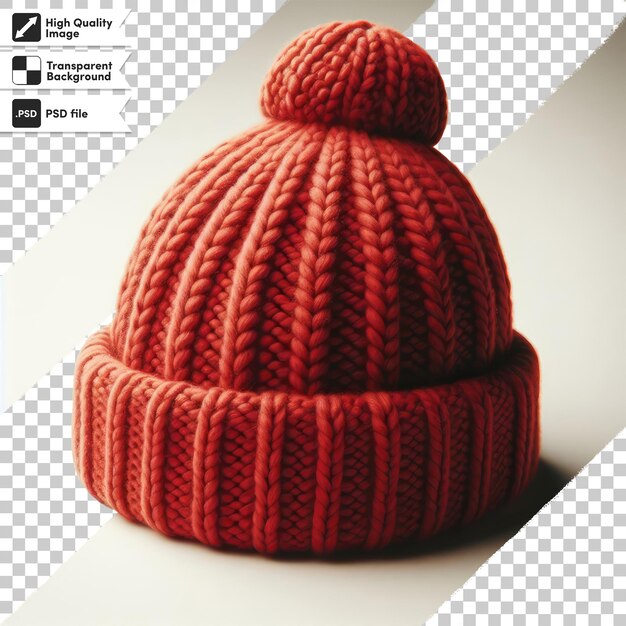 PSD psd red wool cap on transparent background