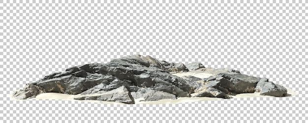 PSD psd 砂の岩のビーチ 透明な背景 3d レンダリング