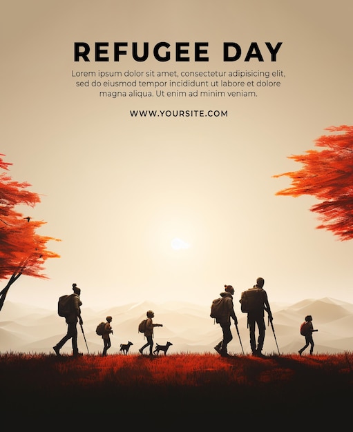 PSD poster per la giornata dei rifugiati del psd