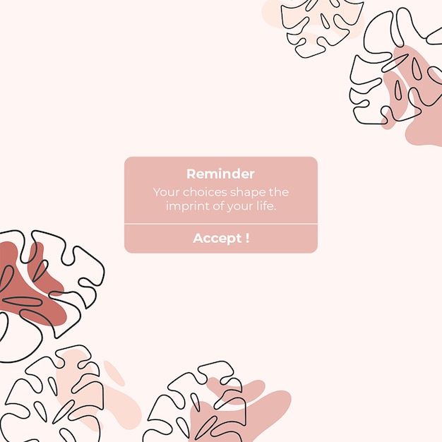 PSD psd reminder on leaf texture instagram post template