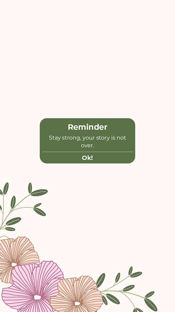 Psd reminder on light cream and leaf texture design instagram stories template