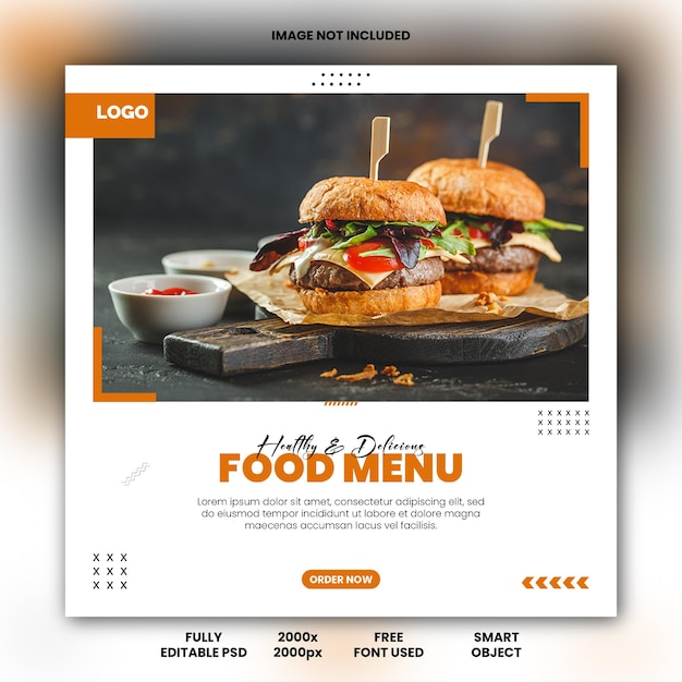 PSD Restaurant and Fast food Menu Social Media Banner Template Design