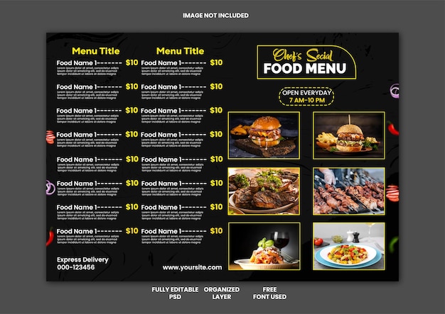 PSD Restaurant Menu