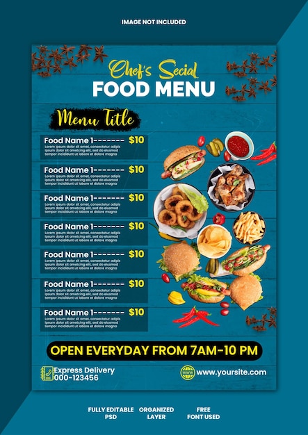 Psd restaurant menu