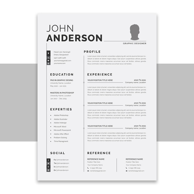 PSD psd resume clean and modern resume portfolio or cv template