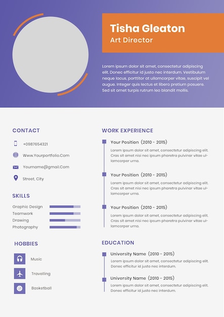 PSD psd resume modern clean resume template