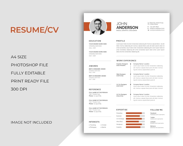 Psd resume template