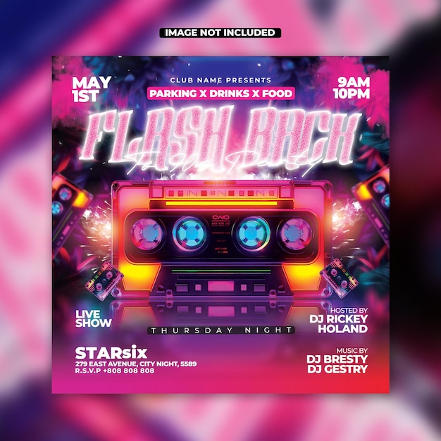 PSD Retro 90s Party Flyer