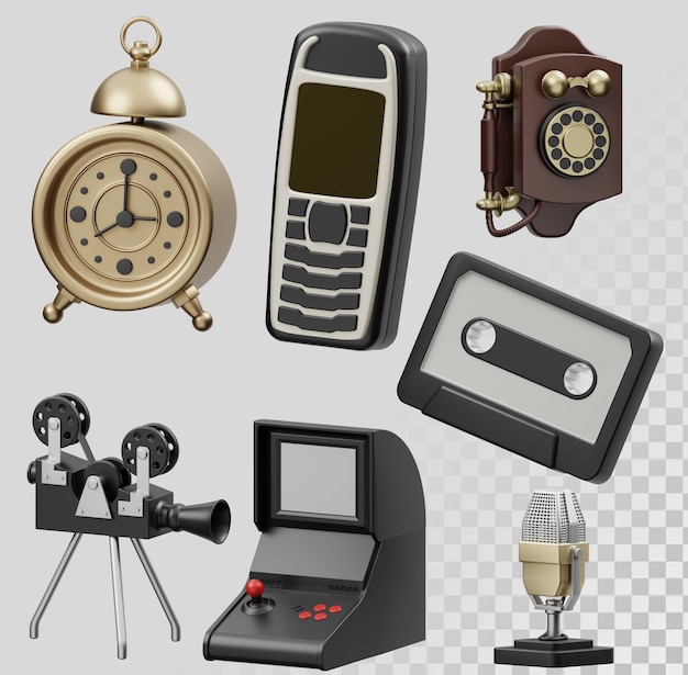 Iconica 3d dell'elettronica retro psd