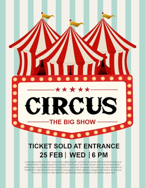 PSD psd ретро приглашение для циркового шоу шаблона