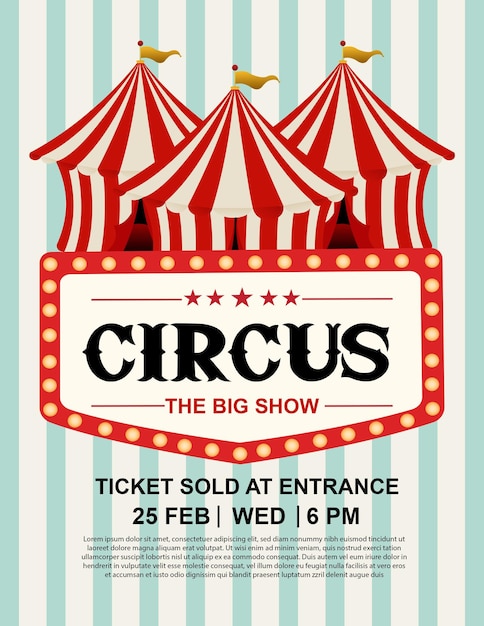 PSD retro uitnodiging voor circus evenement show sjabloon