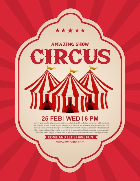 PSD retro uitnodiging voor circus evenement show sjabloon