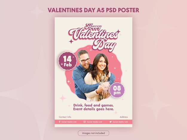 PSD retro valentines day poster template