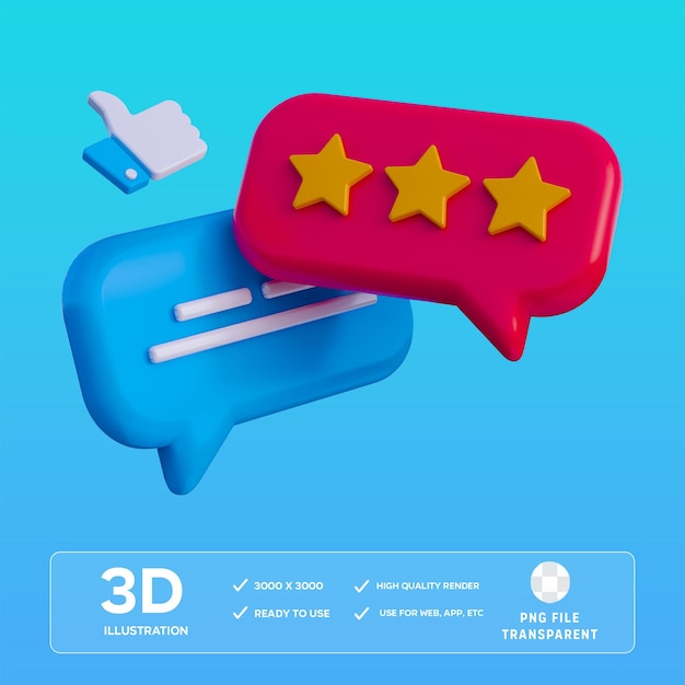 PSD Review Message 3D Illustration
