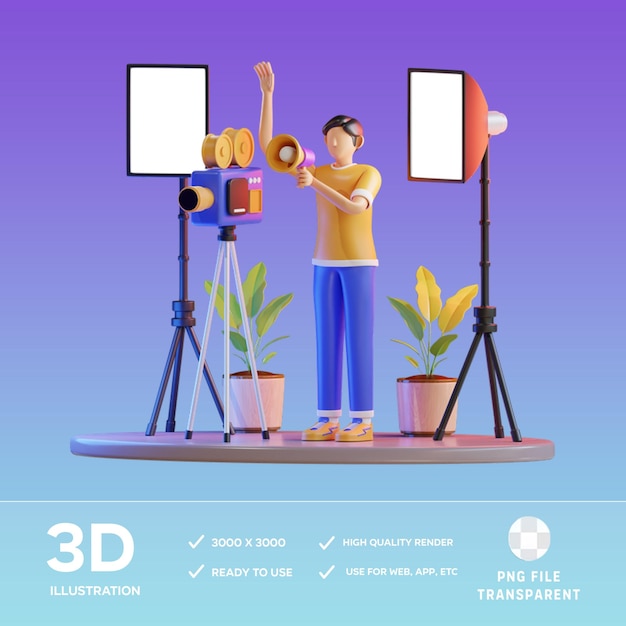 PSD reżyser filmu 3D Ilustracja