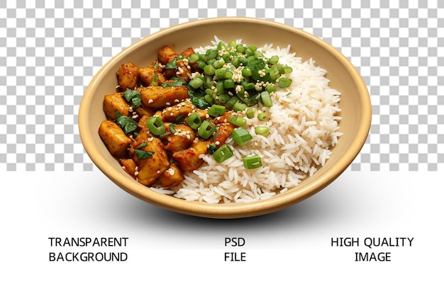 Psd rice bowl plate of rice with vegetable