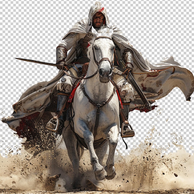 PSD psd rider warrior on horseback 3d rendering isolated on a transparent background