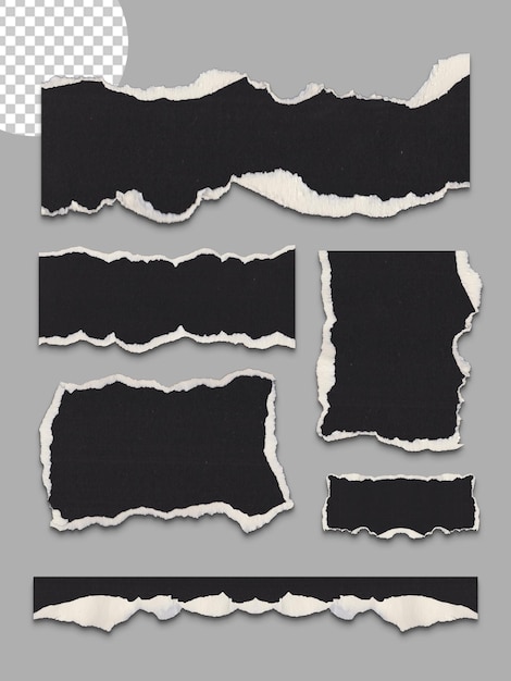 PSD Ripped torn paper sheets collection and Set of ripped torn papers in many colors