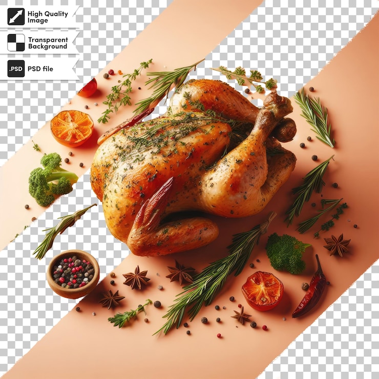 PSD psd жареная курица с овощами на прозрачном фоне