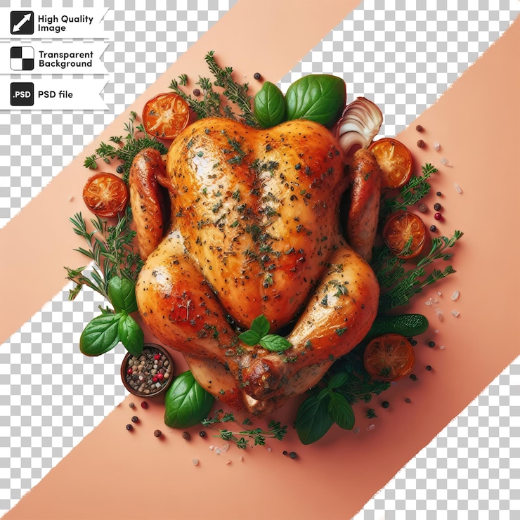 PSD psd жареная курица с овощами на прозрачном фоне