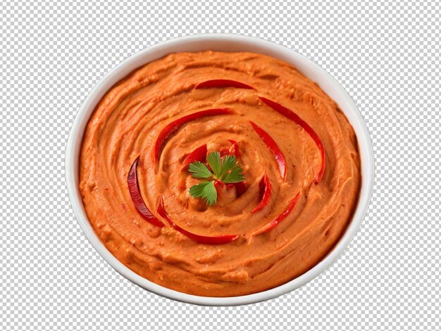 PSD psd roasted red pepper hummus png on a transparent background