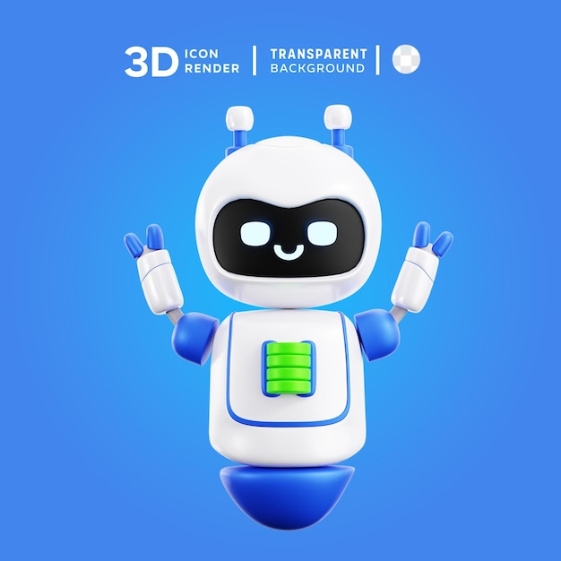 Illustrazione 3d del robot psd con batteria completa