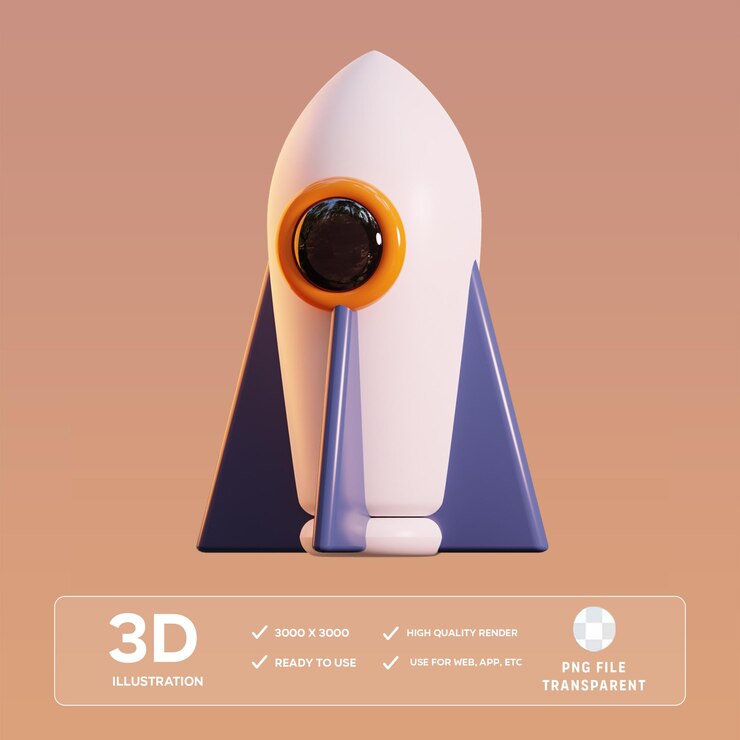 PSD psd rocket toy 3d illustration