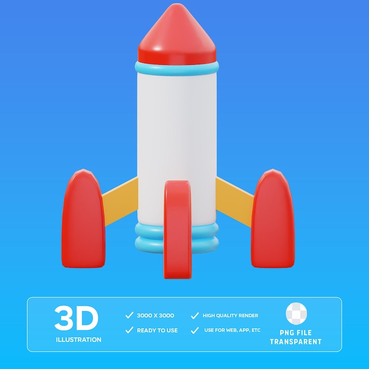 PSD psd rocket toy 3d illustration