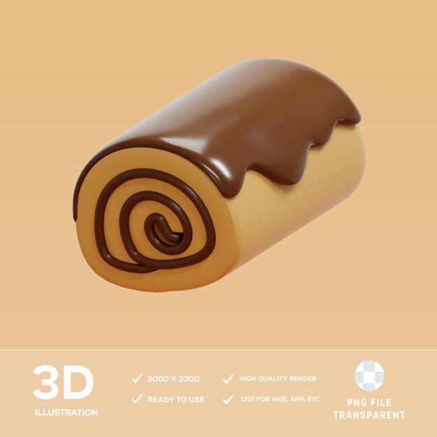 PSD 롤 케이크 3D 일러스트레이션