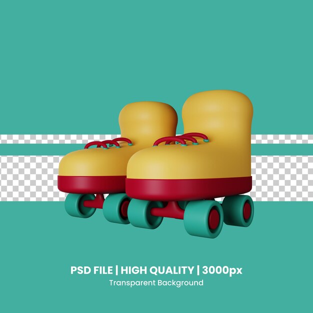 Иллюстрация 3D-иконы роликовых коньков PSD