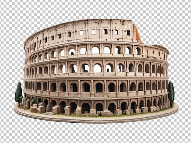 Psd di un colosseo romano su uno sfondo trasparente