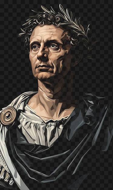 Psd di un senatore romano ritratto di un uomo che indossa una toga e una maglietta con corona di alloro design collage inchiostro artistico